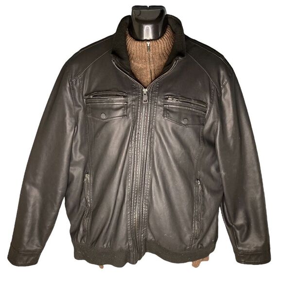 Men’s XXL Polyurethane Bomber Jacket Black Rivet - Picture 1 of 15